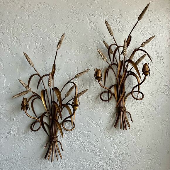 Pair of 1950s Italian Wheat Sheaf Sconces - Picture 1 of 7